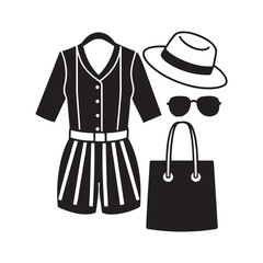 Trendy Vacation Shirt Shorts Outfit Silhouette