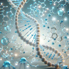 Digital Render of DNA Base Pairs: Highlighting the Adenine Thymine Molecular Connection and Genetic Code