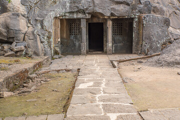 Pandavleni or The Trirashmi Caves or Nashik Caves, a group of twenty-four Hinayana Buddhist caves, a holy Buddhist and Jain site, The cave has images of Buddhas, Bodhisattvas sculptures, Nashik, India