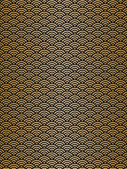 和風背景素材　黒と金の青海波模様　縦長