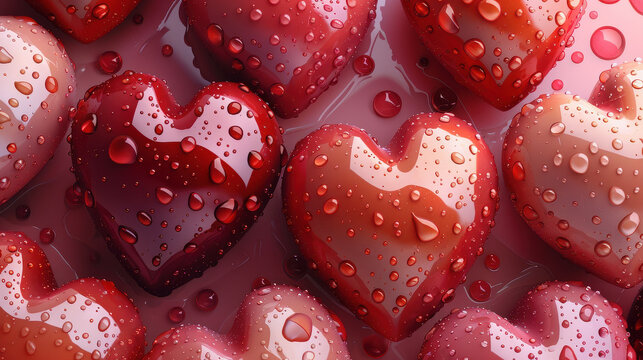 Close up of sweet red and white chocolate candies for a delicious Valentine's Day dessert or snack - Powered by Adobe