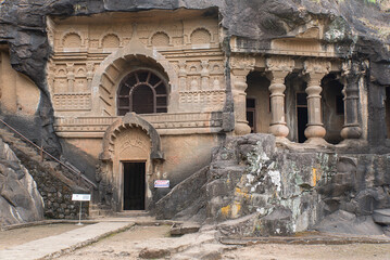Pandavleni or The Trirashmi Caves or Nashik Caves, a group of twenty-four Hinayana Buddhist caves, a holy Buddhist and Jain site, The cave has images of Buddhas, Bodhisattvas sculptures, Nashik, India