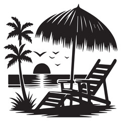 beach chair and umbrella