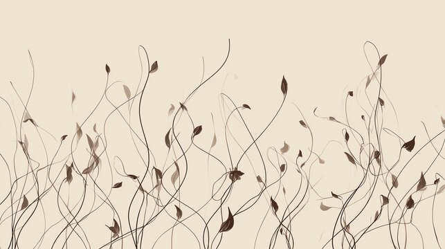 Elegant brown vine patterns on a soft beige background.