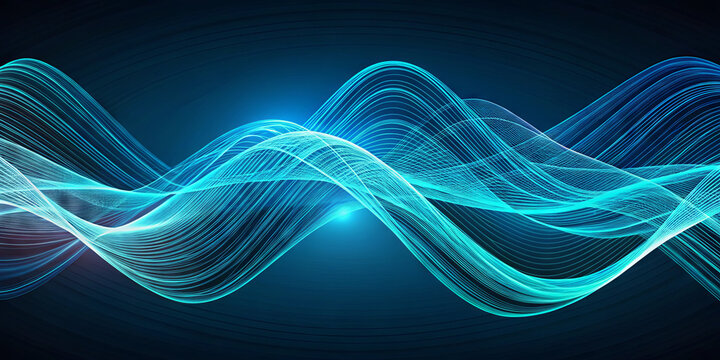 Flowing blue waves intertwine in an abstract digital art piece, creating a calming and captivating visual experience. The smooth lines evoke a sense of rhythm and movement