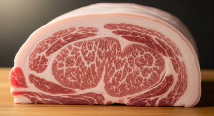 Premium Marbled Boston Butt Cut on Wooden Table