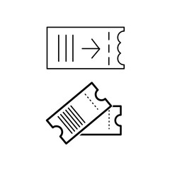 Black and White Line Vector Illustration of Two Ticket Icons