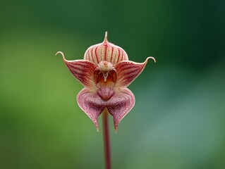 A perfectly isolated portrait of a rare Monkey Face Orchid (Dracula simia) flower