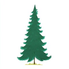Fototapeta premium Pine tree illustration on white isolated background