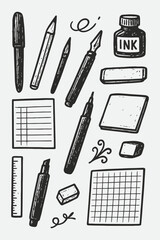 Hand Drawn Lettering Tools Set — Sketchy Calligraphy & Typography Doodles
