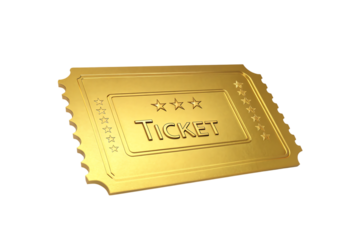 Golden ticket isolated 3d render high quality graphic