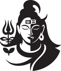 Lord Shiva Silhouette. Vector Hindu Deity Icon Illustration Design Isolated