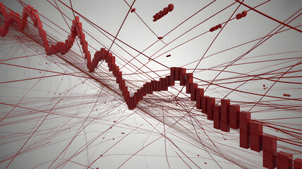 A red arrow pointing down with lines in the background indicating a financial crisis or economic recession