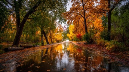 With the rain now a distant memory, the sky bloomed with a spectrum of colors and damp earth reflected the brilliance above, filling the air a renewed sense of peace the promise of a fresh beginning.