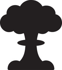 Silhouette atomic explosion icon with simple bold blast shape, isolated on white background.