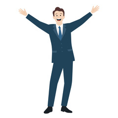 明るく歓迎する茶髪の男性ビジネスパーソン