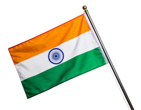 Indian flag waving isolated on transparent background national symbol of india, tricolor flag