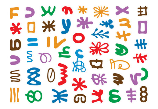 Abstract Doodle Illustration With Colorful Hand Drawn Symbols