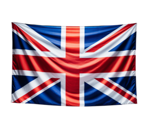 Closeup of a british flag isolated on transparent background, a symbol of the united kingdom