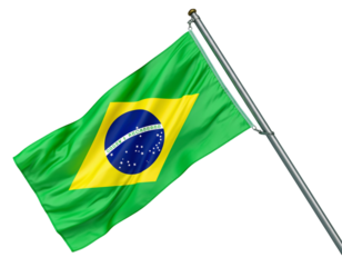 Waving flag of brazil isolated on transparent background, a symbol of patriotism and national pride
