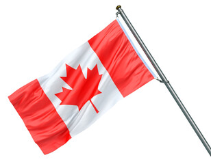 Waving canadian flag isolated on transparent background, a symbol of canada and its national identity