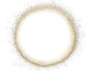 Glittering golden circle frame on transparent background, perfect for adding a touch of elegance and sparkle