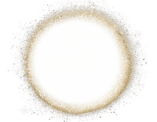 Glittering golden circle frame on transparent background, perfect for adding a touch of elegance and sparkle