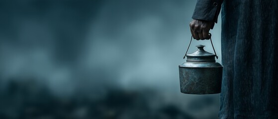 Undertaker transporting an urn filled with human cremation ashes