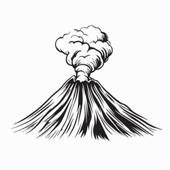 Volcanic Eruption with Ash and Smoke Vector Design on white background