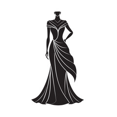 Draped Asymmetrical Evening Gown Elegant Silhouette