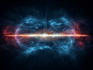 Cosmic microwave background radiation map vibrant energy waves blue and red hues minimal scientific visualization of early universe