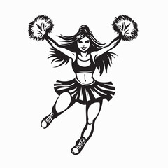 Cheerleader Energetic Pose Vector on white background