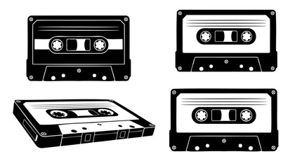 Obraz premium Vintage Cassette Tapes Collection Retro Audio Recording Media.