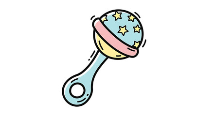 Colorful baby rattle toy with stars in playful design  