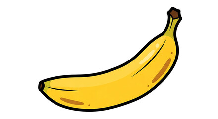 Yellow banana with detailed illustration on white background  