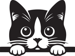 Black and white cartoon kitten vector illustration of a cute domestic cat pet