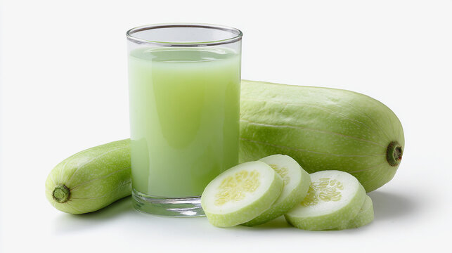 fresh juice of Calabash isolated on white background 