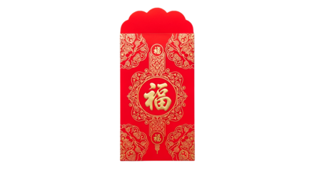 Elegant red envelope for Lunar New Year celebrations with prosperity symbol, perfect for gifting during Chinese holidays and special occasions