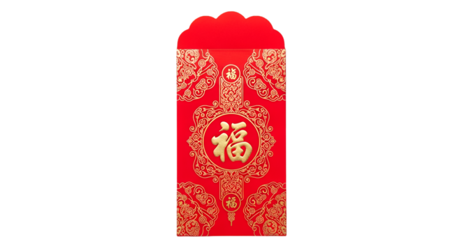 Elegant red envelope for Lunar New Year celebrations with prosperity symbol, perfect for gifting during Chinese holidays and special occasions