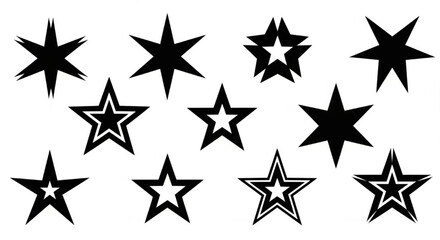Obraz premium Star Silhouette Vector Illustration Showing Multiple Shape Variations in Minimal Geometric Design Style