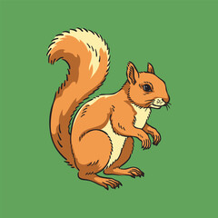 squirrel Illustration, Wildlife Animal Line Art Drawing Vector