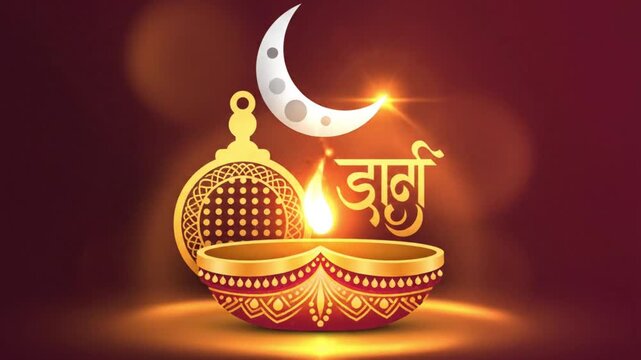 Karwa Chauth Diya Chalni Moon Festival Greeting Background Graphic