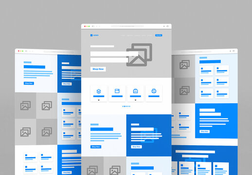 Landing Page Wireframe Template Layout for Ecommerce UI UX Website Design