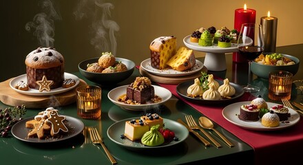 Festive Holiday Feast: Christmas and New Year's Dinner Spread