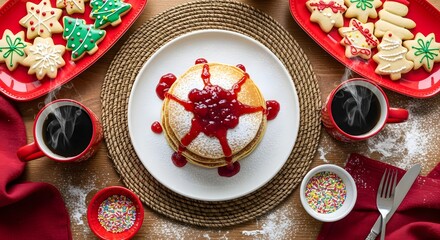 Cozy Christmas Morning Pancakes and Holiday Cookies Breakfast