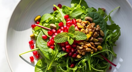 Healthy Holiday Salad with Pomegranate, Walnuts, and Pistachios