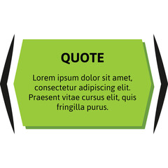 Green Hexagonal Speech Bubble With Black Decorative Brackets Containing Quote Text On Transparent Background