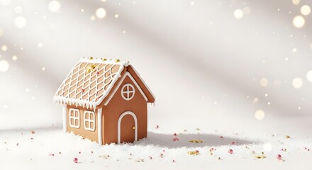 charming Gingerbread House in Sparkling Winter Snow