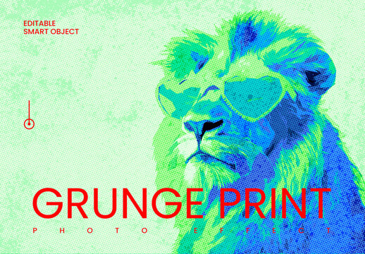 Grunge Print Photo Effect Mockup
