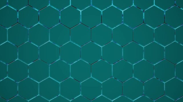 Seamless pattern with blue hexagons on neon blue background, abstract hexagon pattern for technology background - Powered by Adobe